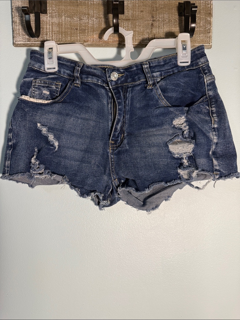 Dark Blue Distressed Denim Women’s Shorts